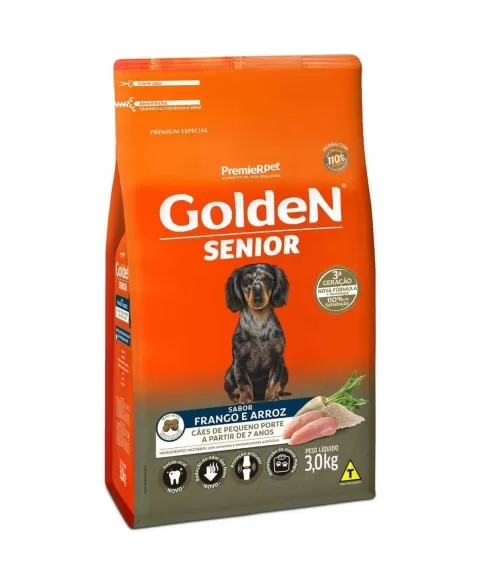 Ração Golden Fórmula Cães Sênior Porte Pequeno Frango & Arroz 3kg