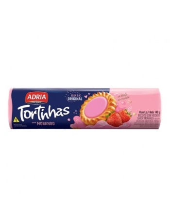 Biscoito Adria Tortinhas Morango 140g Caixa com 50 Unidades
