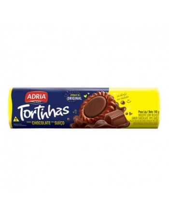 Biscoito Adria Tortinhas Chocolate Tipo Suíço 140g Caixa com 50 Unidades