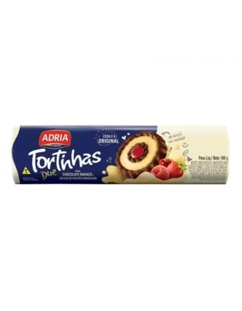 Biscoito Adria Tortinhas Due Chocolate Branco Frutas Verm 50X140