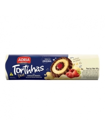 Biscoito Adria Tortinhas Due Chocolate Branco e Frutas Vermelhas 140g Caixa com 50 Unidades