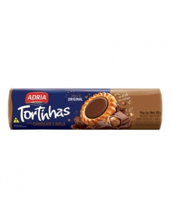 Biscoito Adria Tortinhas Chocolate e Avelã 140g Caixa com 50 Unidades