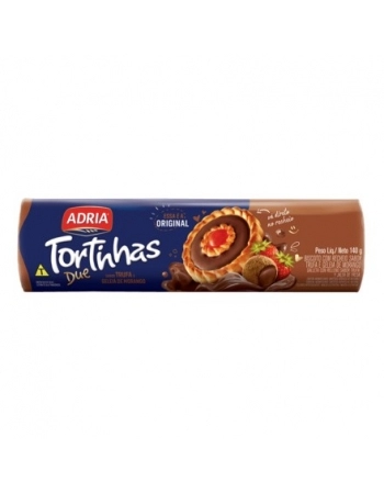 Biscoito Adria Tortinhas Due Trufa com Geleia de Morango 140g Caixa com 50 Unidades