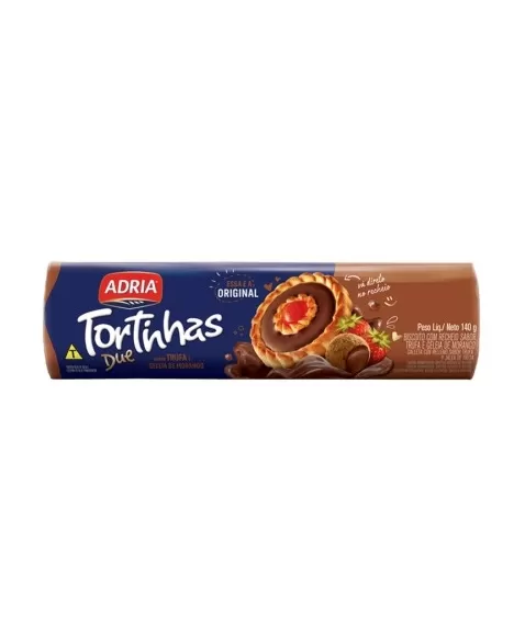 Biscoito Adria Tortinhas Due Trufa Com Gele De Morango 50X140G