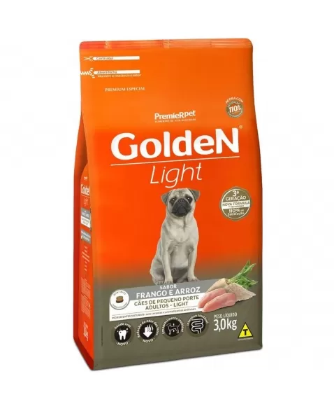 Ração Golden Fórmula Cães Adultos Porte Pequeno Light Frango/Arroz 3kg