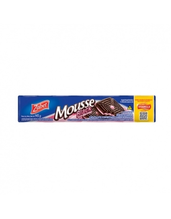 Biscoito Zabet Mousse Black Morango 130g Caixa com 40 Unidades