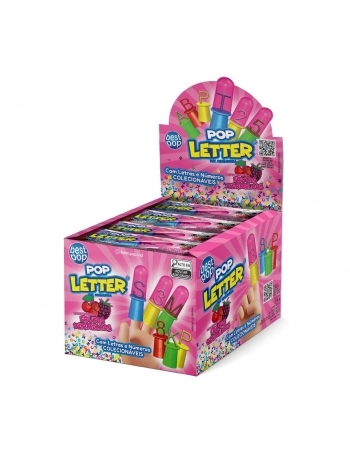 Pirulito Best Pop Letter Frutas Vermelhas 14g Display com 24 Unidades