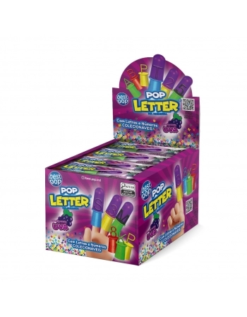 Pirulito Best Pop Letter Sabor Uva 14g Caixa com 12 Unidades