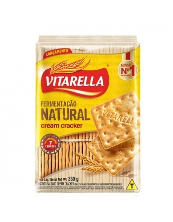 Biscoito Vitarella Cream Cracker Tradicional Fermentação Natural 350g Caixa com 24 Unidades