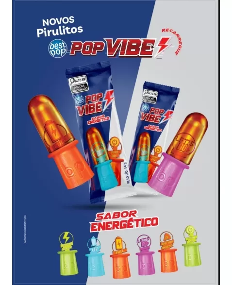 Pirulito Best Pop Letter Vibe Energetico 12X18X14G