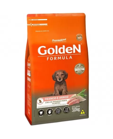 Ração Golden Fórmula Cães Filhotes Porte Pequeno Frango & Arroz 3kg