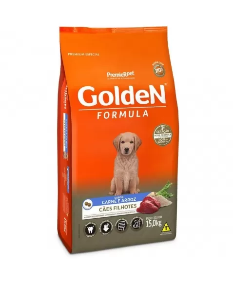 Ração Golden Fórmula Cães Filhotes Carne 15kg