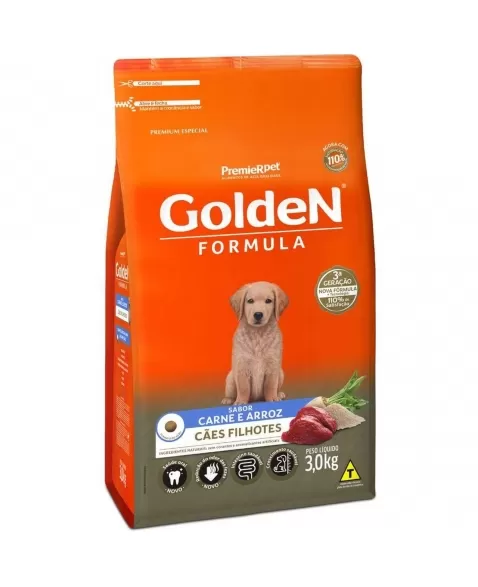 Ração Golden Fórmula Cães Filhotes Carne 3kg