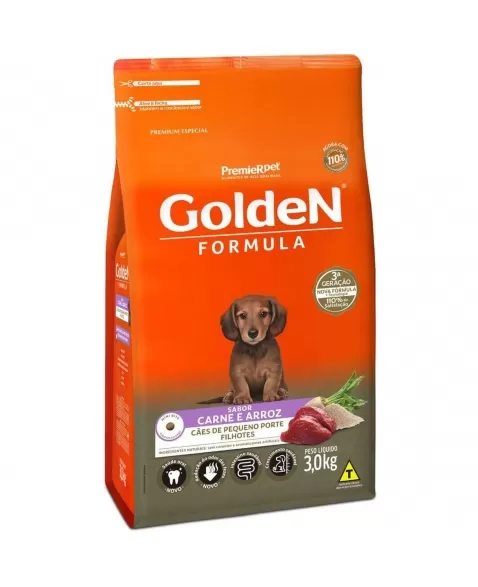 Ração Golden Fórmula Cães Filhotes Porte Pequeno Carne 3kg