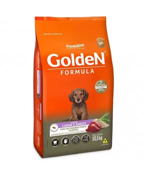 Ração Golden Fórmula Cães Filhotes Porte Pequeno Carne 10,1kg