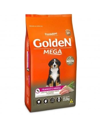 Ração Golden Mega para Cães Filhotes Sabor Frango e Arroz 15kg