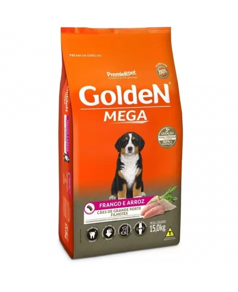 Ração Golden Mega Cães Filhotes Frango & Arroz 15kg