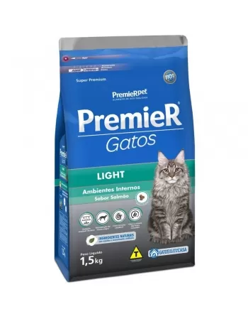 Ração Premier Ambientes Internos Gatos Adultos Light Salmão 1,5kg