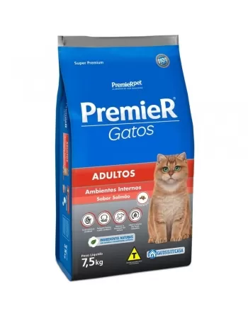 Ração Premier Ambientes Internos Gatos Adultos Salmão 7,5kg