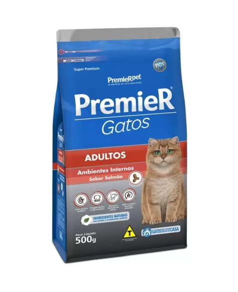 Ração Premier Ambientes Internos Gatos Adultos Salmão 0,5kg