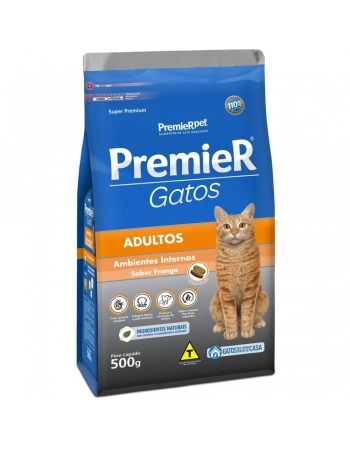 Ração Premier Ambientes Internos para Gatos Adultos Sabor Frango 500g