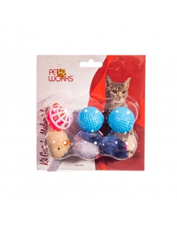 Brinquedo Pet Works Kit Gatinho Maluquinho C/ 6 Peças