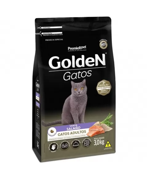 Ração Golden Gatos Adultos Salmão 3kg