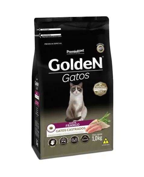 Ração Golden Gatos Adultos Castrados Frango & Arroz 1kg