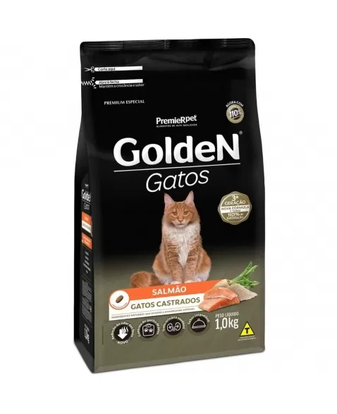 Ração Golden Gatos Adultos Castrados Salmão 1kg