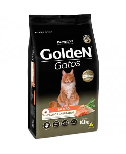 Ração Golden Gatos Adultos Castrados Salmão 10,1kg