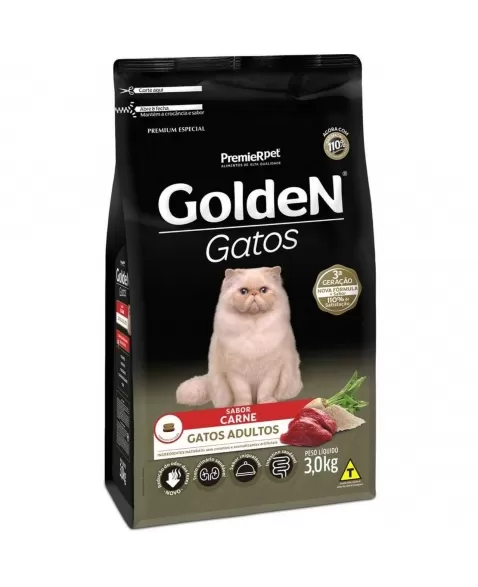 Ração Golden Gatos Adultos Carne 3kg