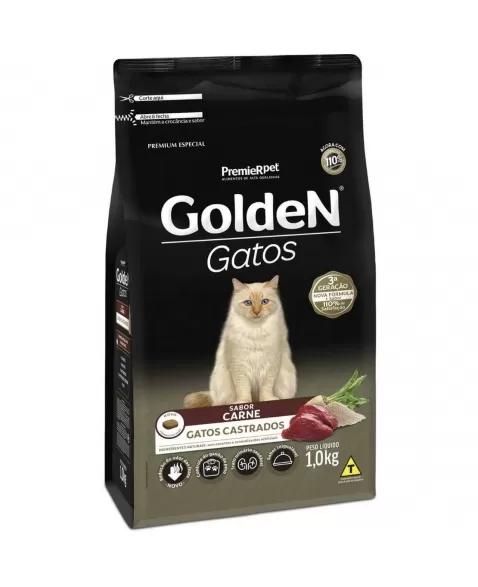 Ração Golden Gatos Adultos Castrados Carne 1kg