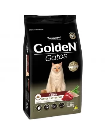 Ração Golden Gatos Adultos Castrados Carne 10,1kg