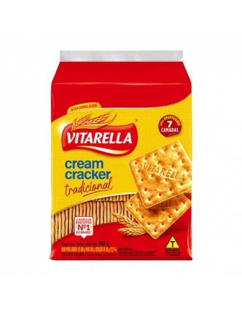 Biscoito Vitarella Cream Cracker Tradicional Embalagem Vermelha 350g Caixa com 24 Unidades