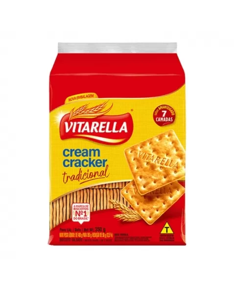 Biscoito Vitarella Cream Cracker Tradicion Emb Vermelh 24X350G Novo