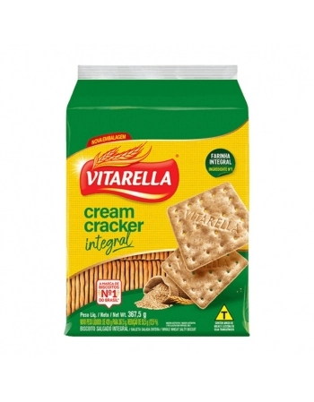 Biscoito Vitarella Cream Cracker Crocks Integral 367,5g Caixa com 24 Unidades