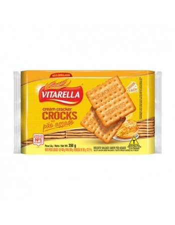 Biscoito Vitarella Cream Cracker Crocks Pão Assado 350g Caixa com 24 Unidades