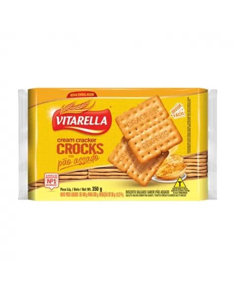 Biscoito Vitarella Cream Cracker Crocks Pao Assad 24X350G