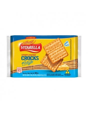 Biscoito Vitarella Cream Cracker Crocks Queijo 350g Caixa com 24 Unidades