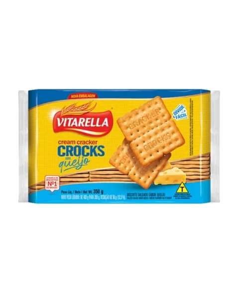 Biscoito Vitarella Cream Cracker Crocks Queijo 24X350G