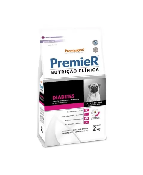 Ração Premier Nutrição Clínica Diabete Cães Adultos Porte Pequeno Frango 2kg