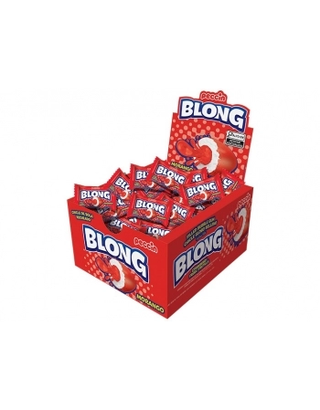 Chiclete Blong Morango Peccin 200g Display com 24 Unidades