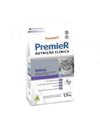 Ração Premier Nutrição Clínica Renal Gatos Adultos Frango 1,5kg