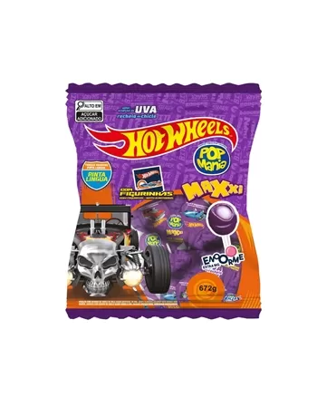 Pirulito Riclan Pop Mania Maxxi Hot Wheels Uva 12X24X28G