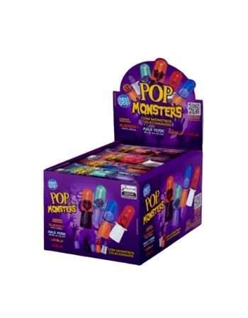 Pirulito Best Pop Monsters Sortido 14g Display com 24 Unidades