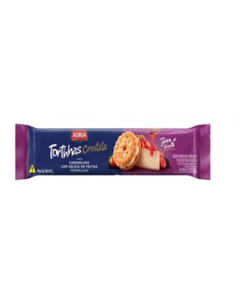 Biscoito Adria Tortinhas Crostata Cheesecake com Geleia de Frutas Vermelhas 80g Caixa com 30 Unidades