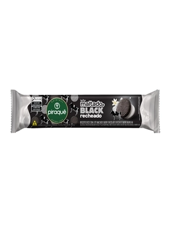 Biscoito Piraquê Maltado Black Recheado de Baunilha 85g Caixa com 40 Unidades