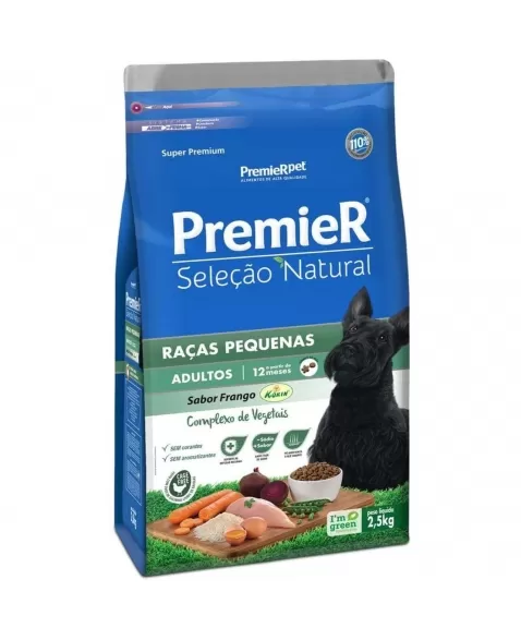 Ração Premier Seleção Natural Cães Adultos Porte Pequeno Frango 2,5kg