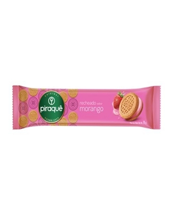 Biscoito Piraquê Recheado Morango 76g Caixa com 40 Unidades