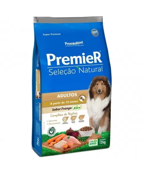 Ração Premier Seleção Natural Cães Adultos Frango 12kg